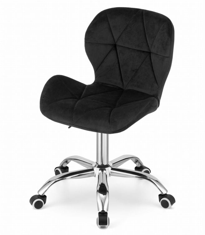 Velvet Swivel Office Chair, Wide Backrest, Black