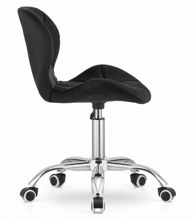 Velvet Swivel Office Chair, Wide Backrest, Black