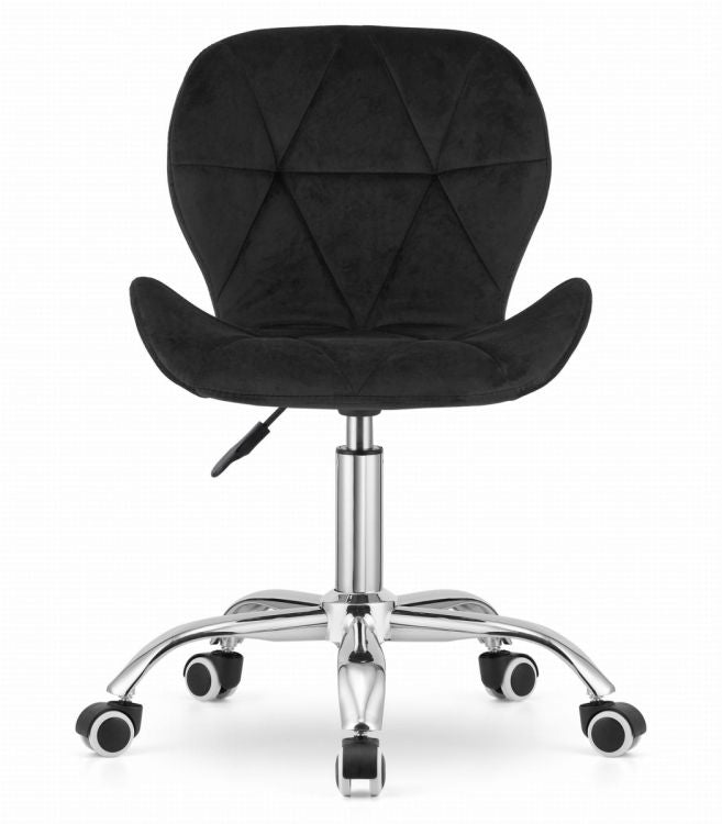 Velvet Swivel Office Chair, Wide Backrest, Black