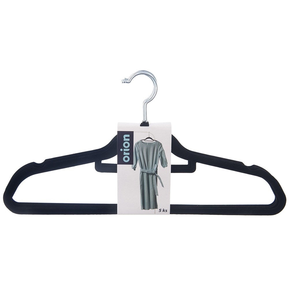 Velvet clothes hangers, black, rotating, 45x23.5 cm, 5 pcs.