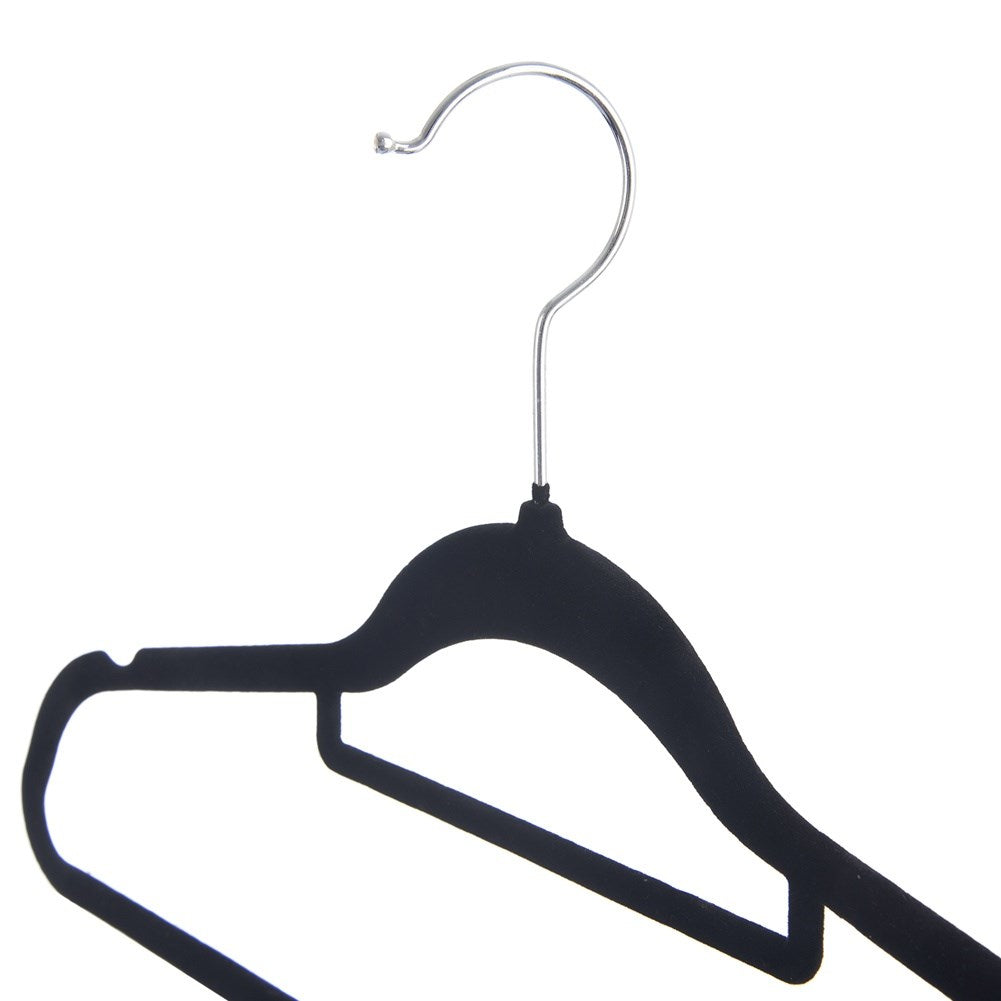 Velvet clothes hangers, black, rotating, 45x23.5 cm, 5 pcs.