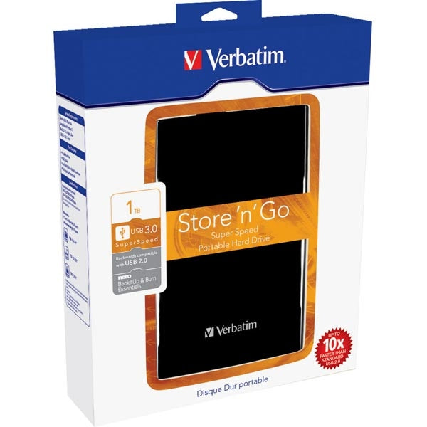 Verbatim Store'n'Go, external hard drive, 1TB, 2.5", USB 3.0, black