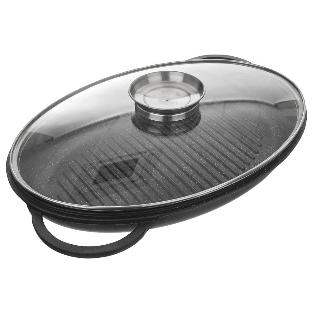 Versatile 10L pot with grill pan and glass lid