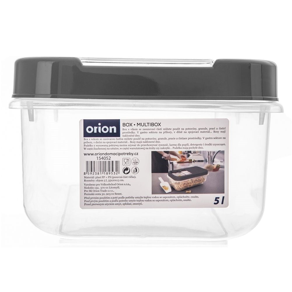 Versatile 5L storage box with sliding lid, durable material