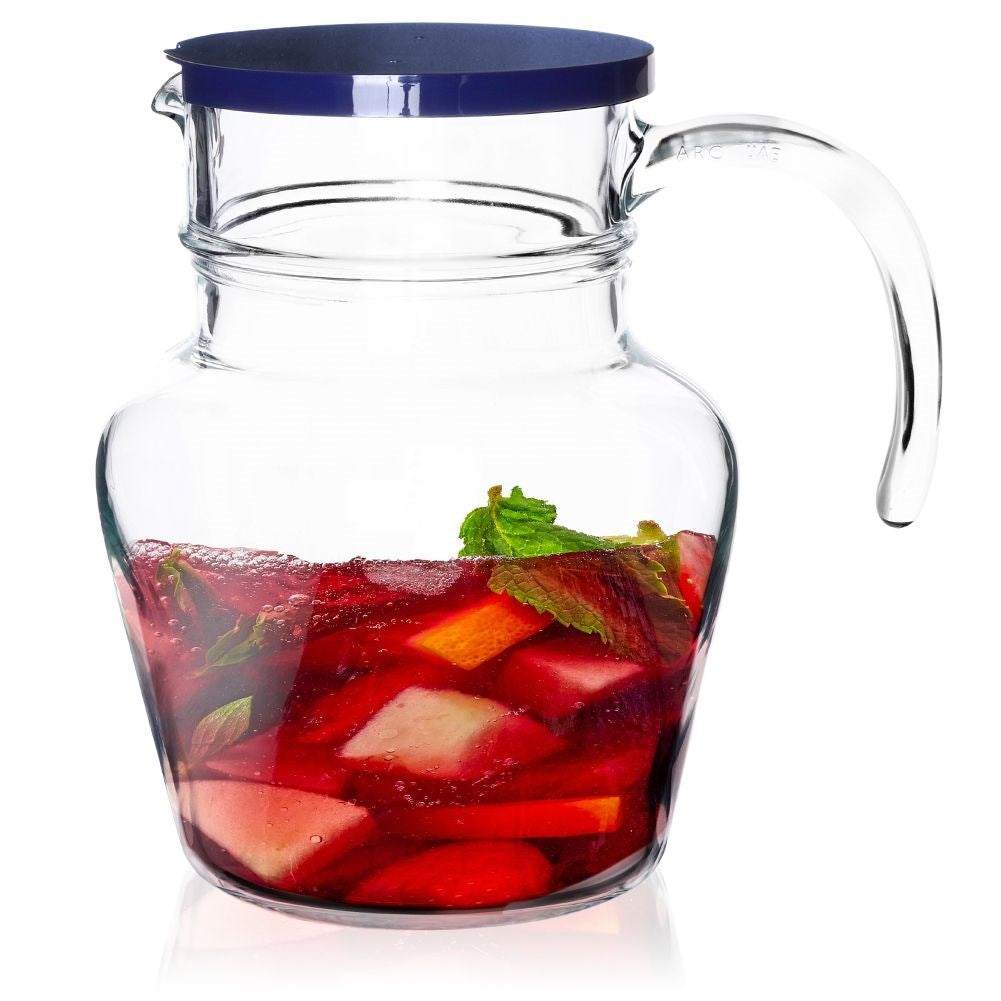 Versatile Glass Pitcher with Lid, Spout and Handle for Beverages