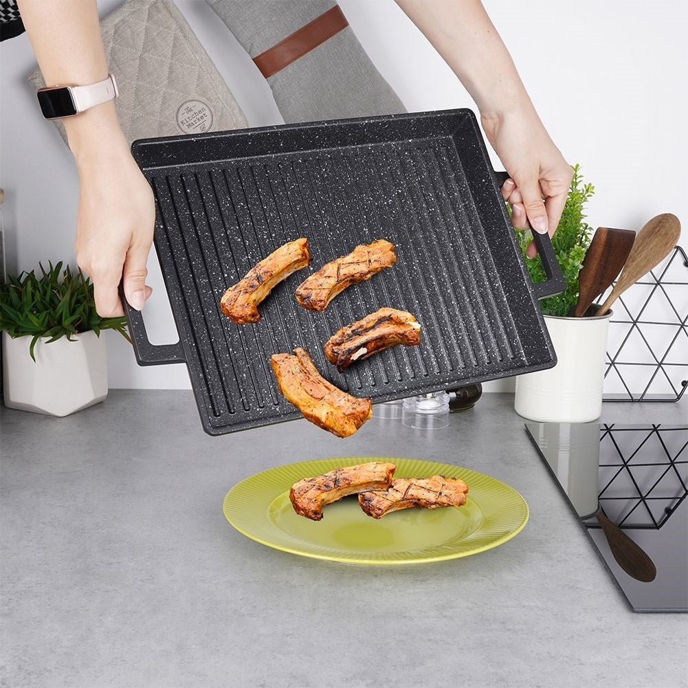 Versatile Grill Plate: Stove, Grill & Oven with Non-Stick