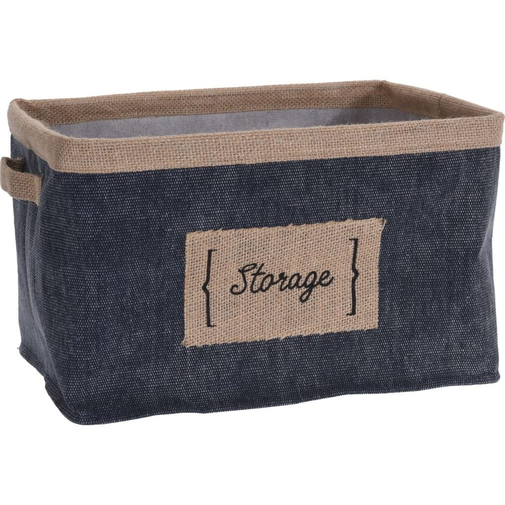 Versatile canvas-made basket for storing small items.