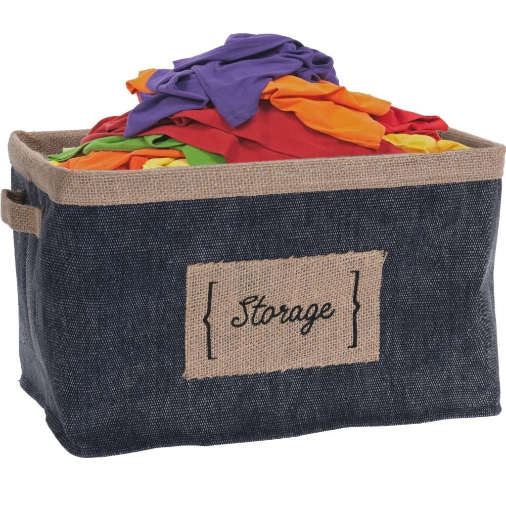 Versatile canvas-made basket for storing small items.