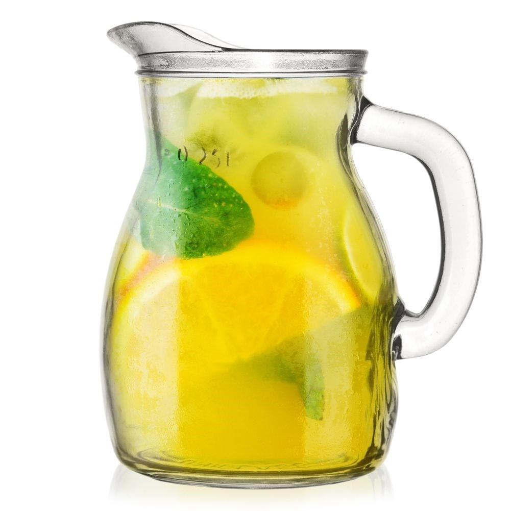 Versatile glass jug with spout, handle and measuring scale 300 ml
