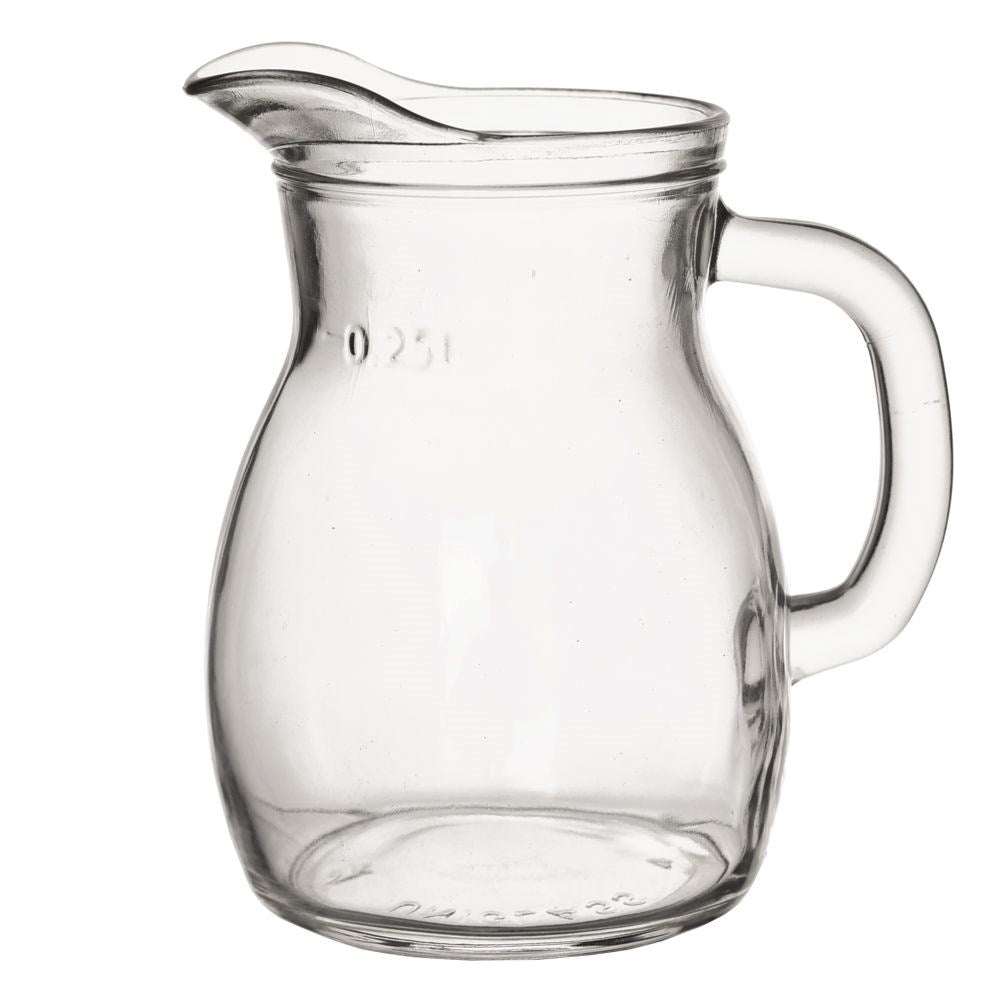 Versatile glass jug with spout, handle and measuring scale 300 ml