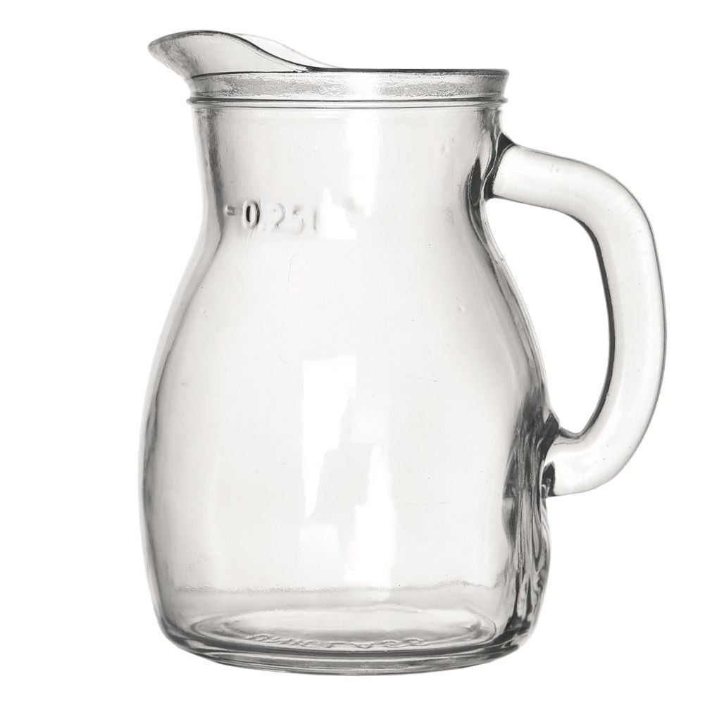 Versatile glass jug with spout, handle and measuring scale 300 ml