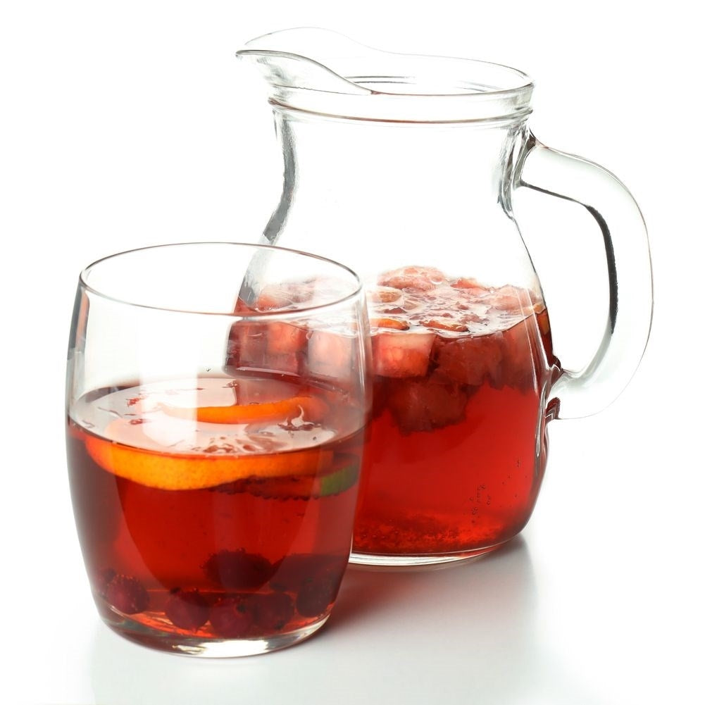 Versatile glass jug with spout, handle and measuring scale 300 ml