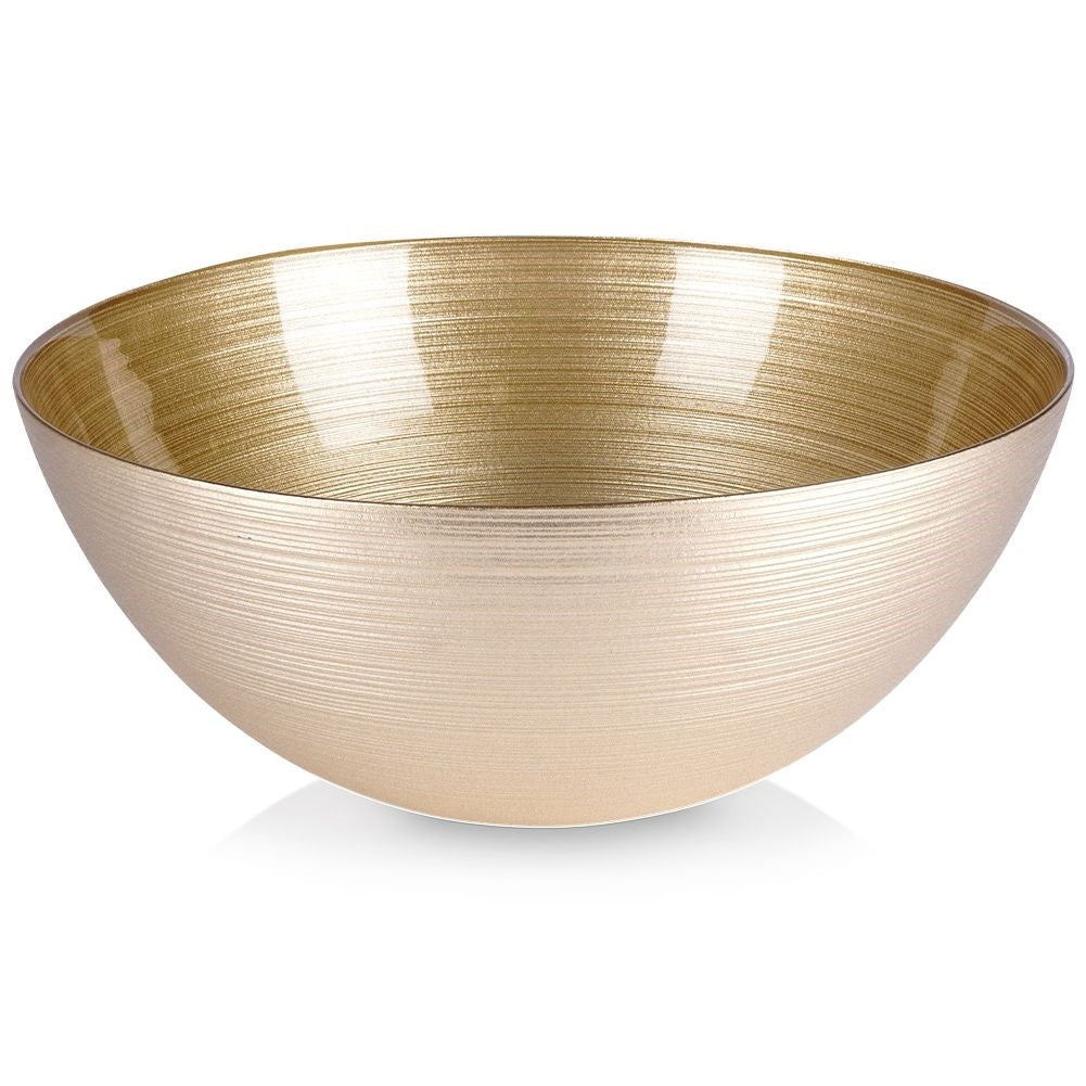 Versatile golden glass bowl for salad and snacks