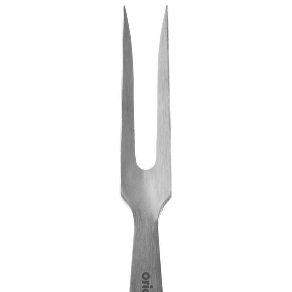 Versatile kitchen fork in stainless steel and black plastic
