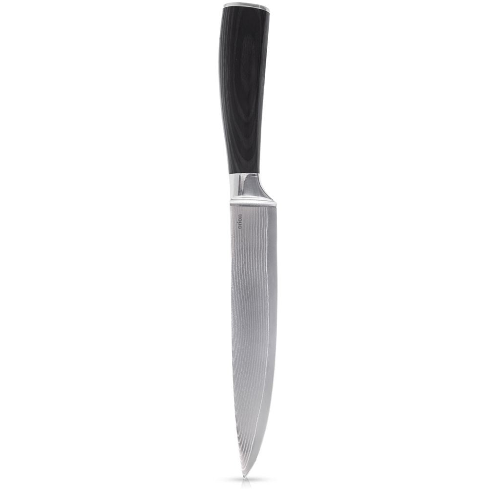 Versatile kitchen knife 17 cm in Damascus steel with packa wood handle