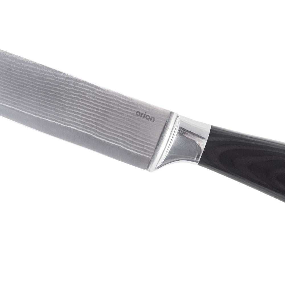 Versatile kitchen knife 17 cm in Damascus steel with packa wood handle