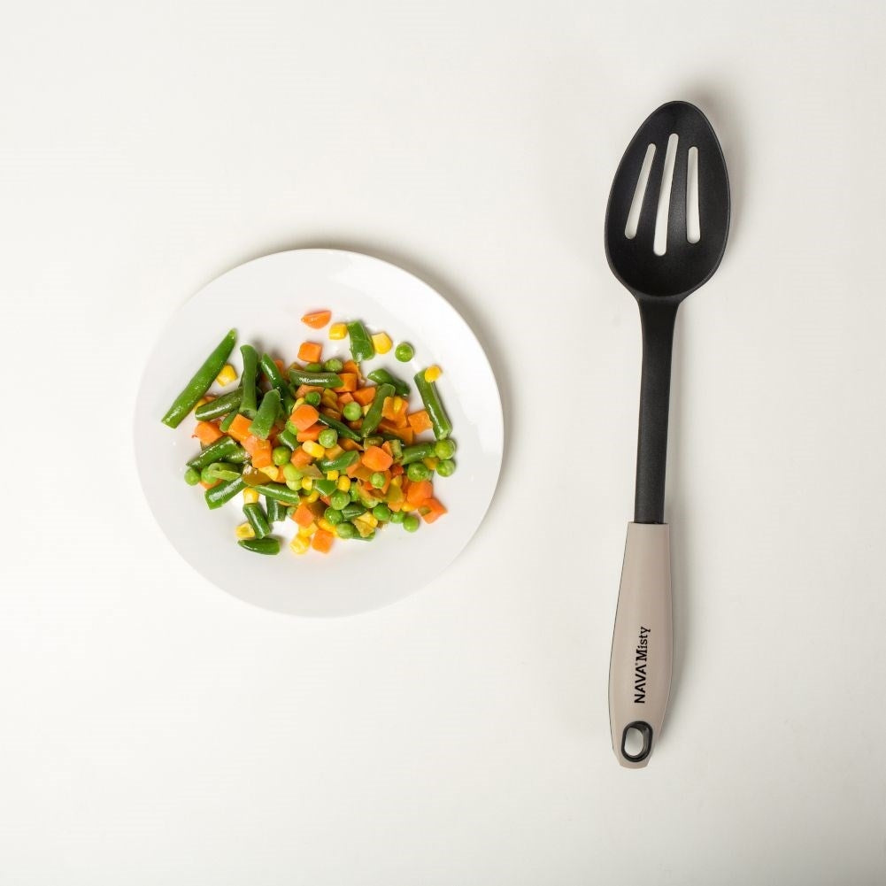 Versatile kitchen ladle in durable thermoplastic for draining