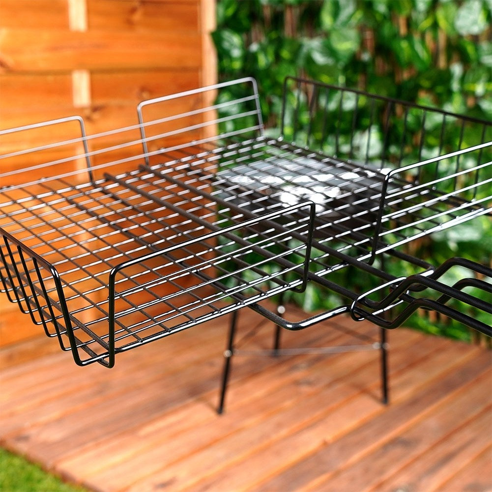 Versatile lockable grill basket with long handle for easy grilling