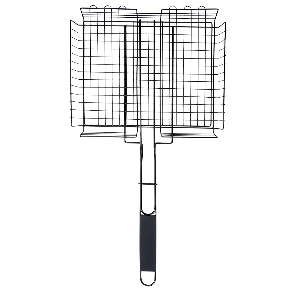 Versatile lockable grill basket with long handle for easy grilling