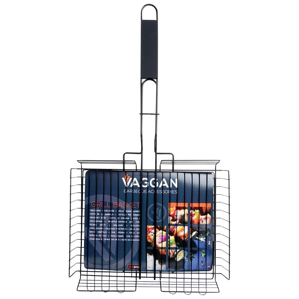 Versatile lockable grill basket with long handle for easy grilling