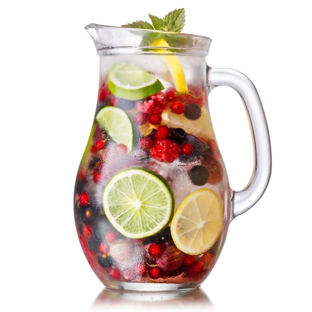 Versatile pitcher for water, juice, lemonade, iced tea and compote