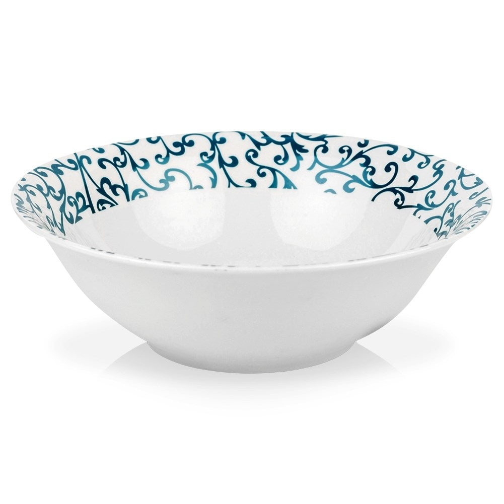Versatile porcelain bowl 1.4L with turquoise decor, dishwasher safe