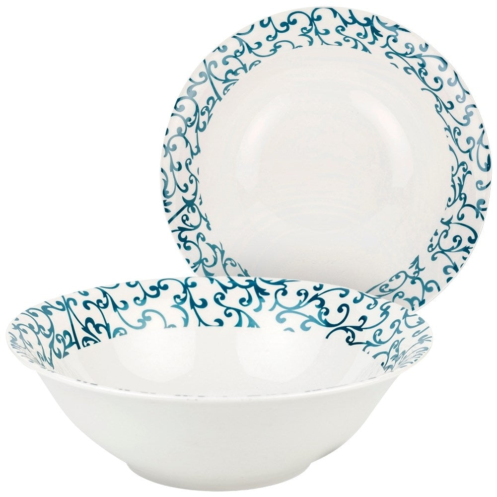 Versatile porcelain bowl 1.4L with turquoise decor, dishwasher safe