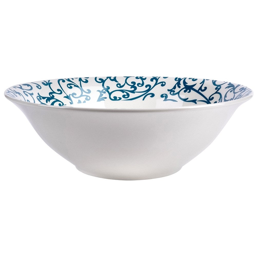 Versatile porcelain bowl 1.4L with turquoise decor, dishwasher safe