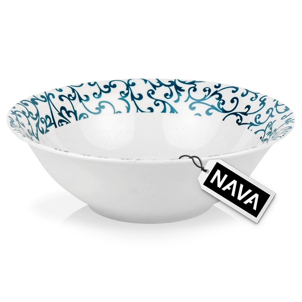 Versatile porcelain bowl 1.4L with turquoise decor, dishwasher safe
