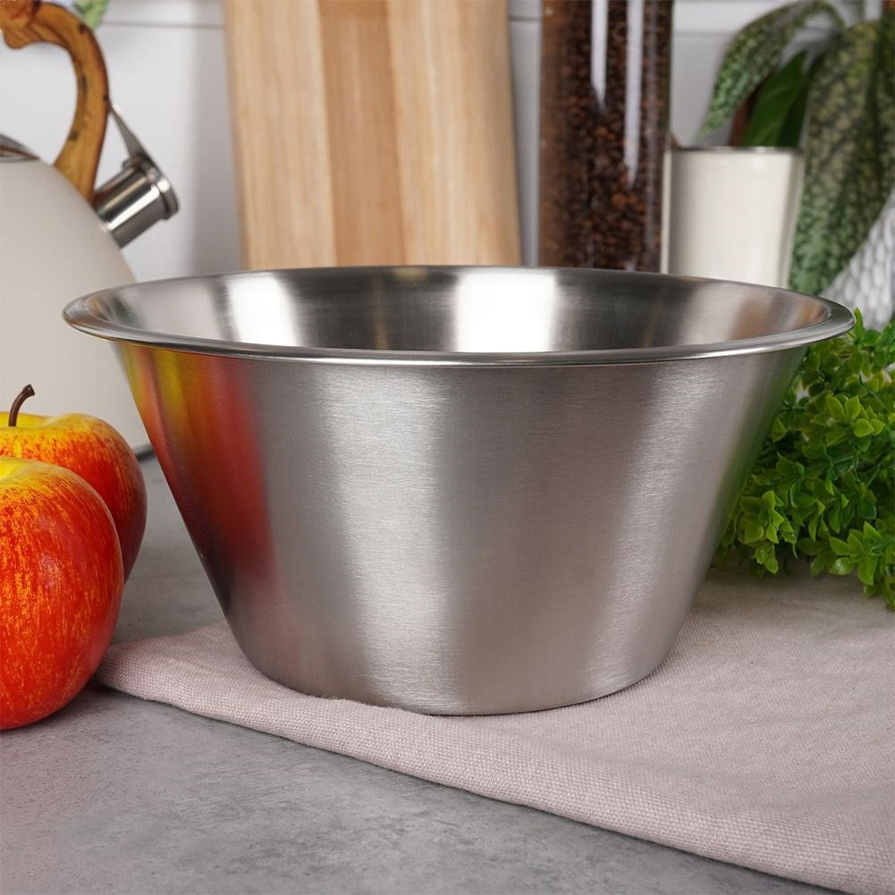 Versatile stainless steel bowl, 2L capacity for kitchen and storage