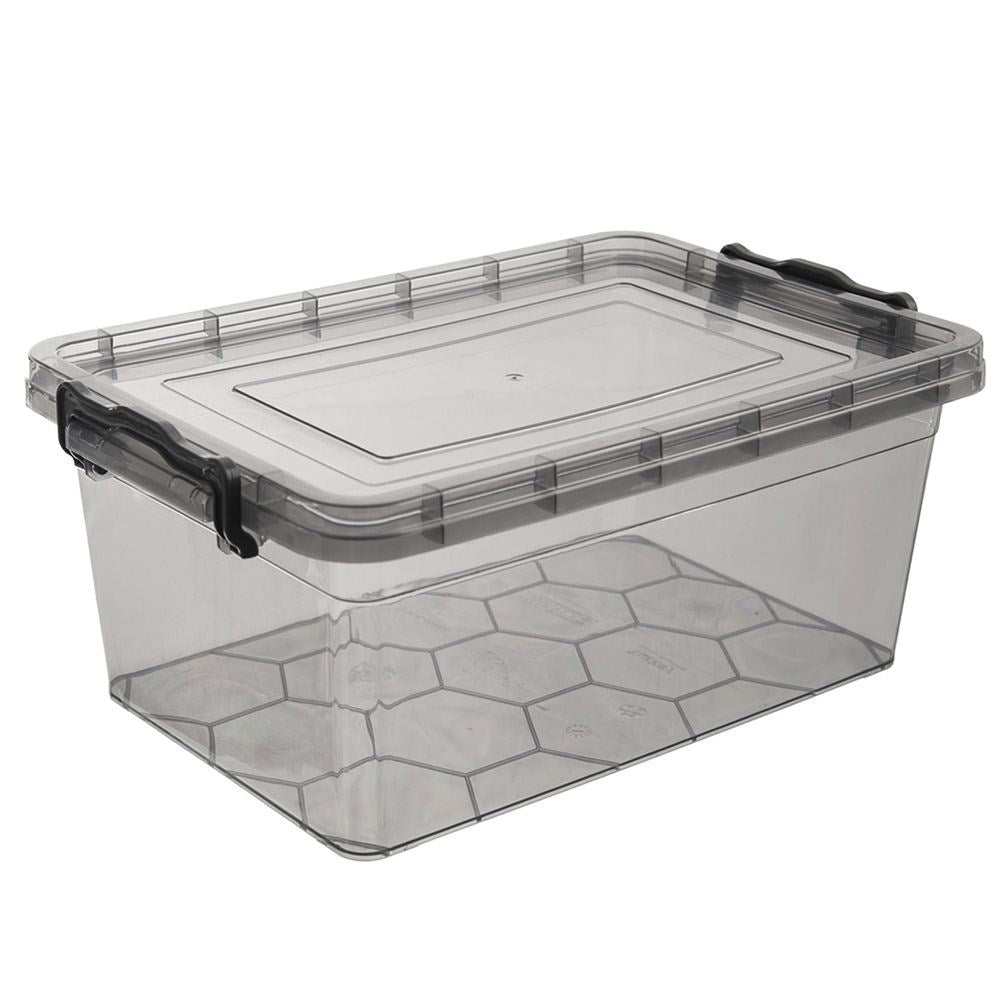 Versatile storage box 14L with lid and tight clips