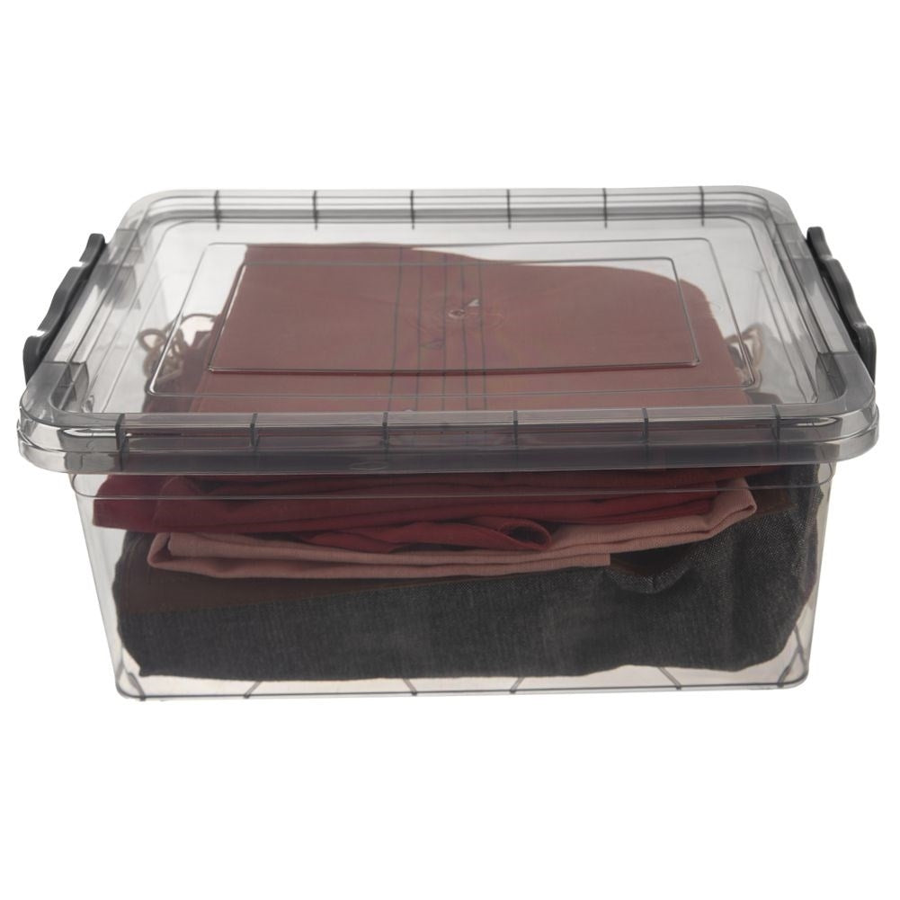 Versatile storage box 14L with lid and tight clips