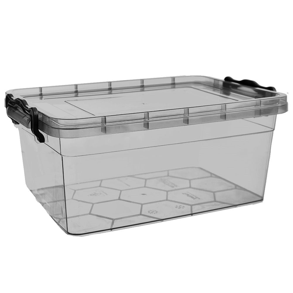 Versatile storage box 5L with tight-fitting lid and clips