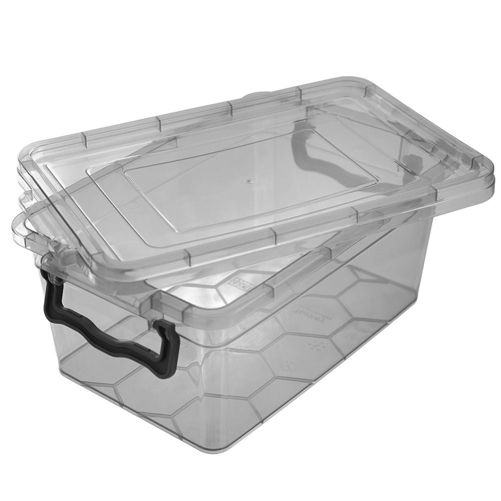 Versatile storage box 5L with tight-fitting lid and clips