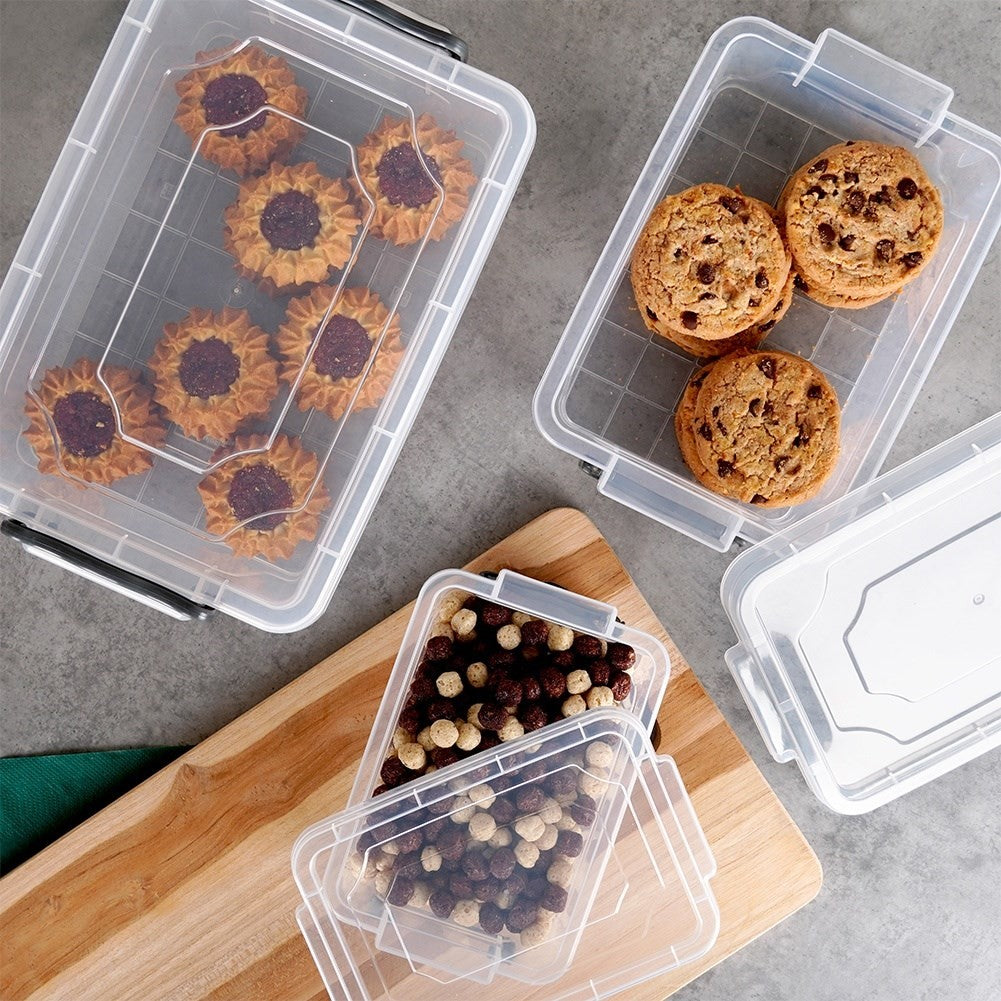 Versatile storage boxes with lids for fridge, microwave & dishwasher