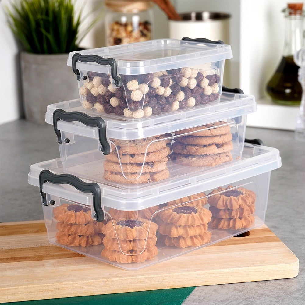 Versatile storage boxes with lids for fridge, microwave & dishwasher
