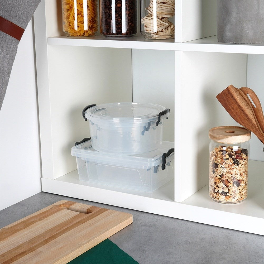 Versatile storage boxes with lids for fridge, microwave & dishwasher