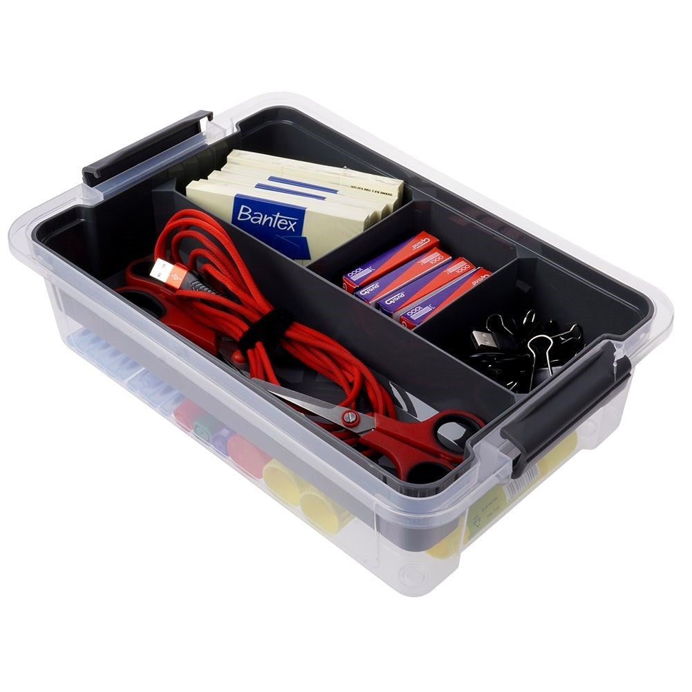 Versatile storage box with removable insert and four compartments