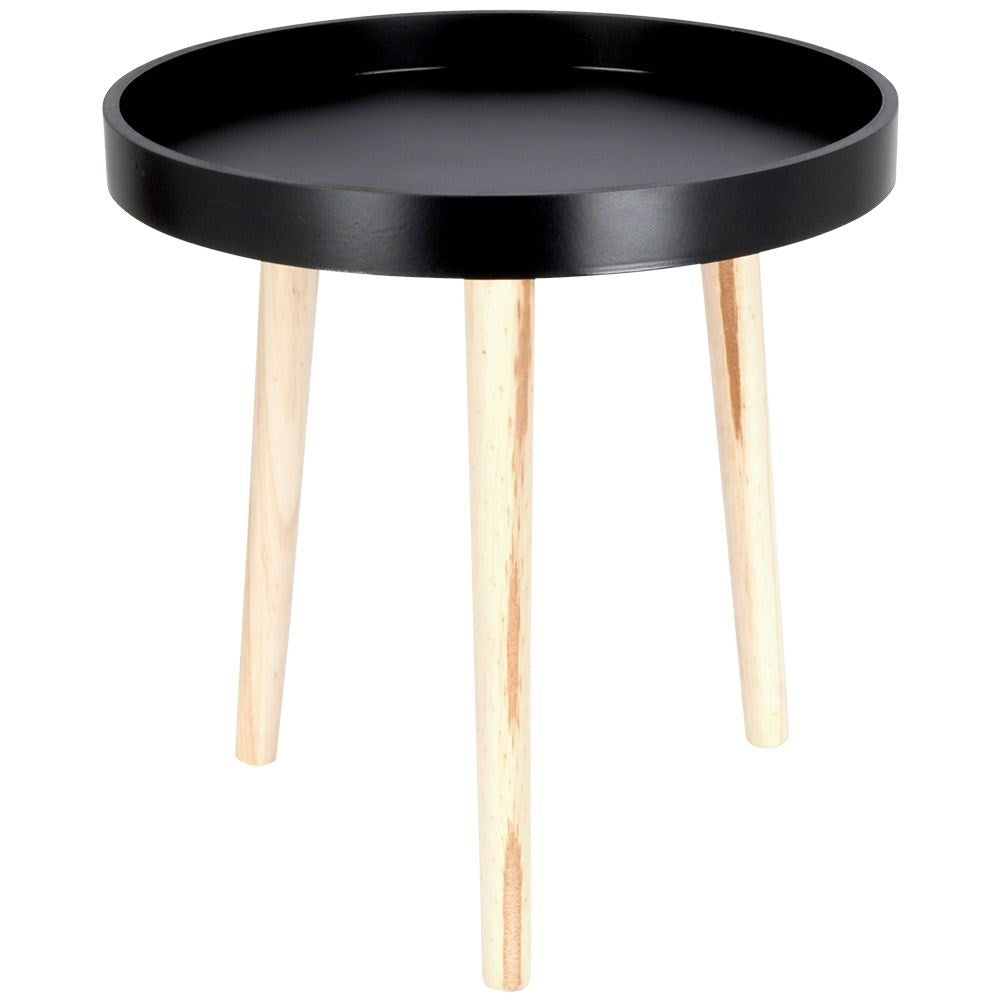 Versatile wooden coffee table with black table top and three legs