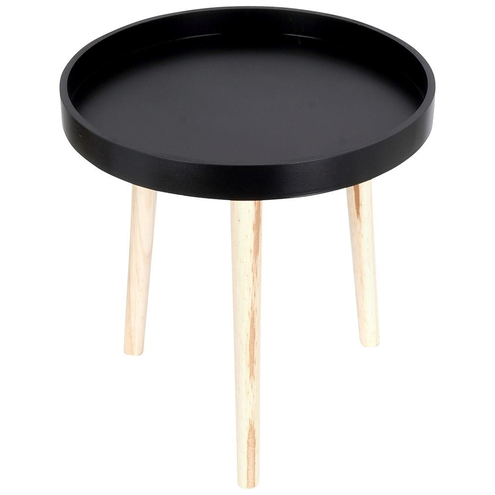 Versatile wooden coffee table with black table top and three legs