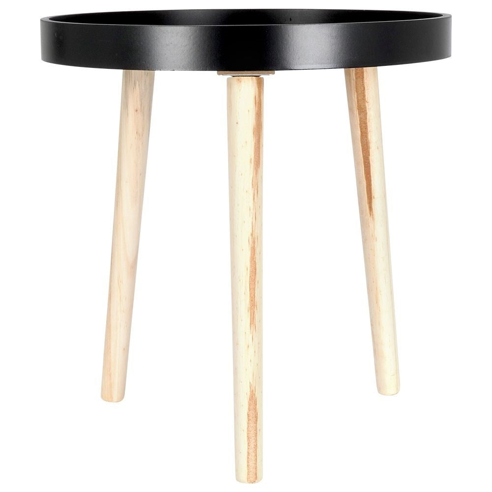 Versatile wooden coffee table with black table top and three legs