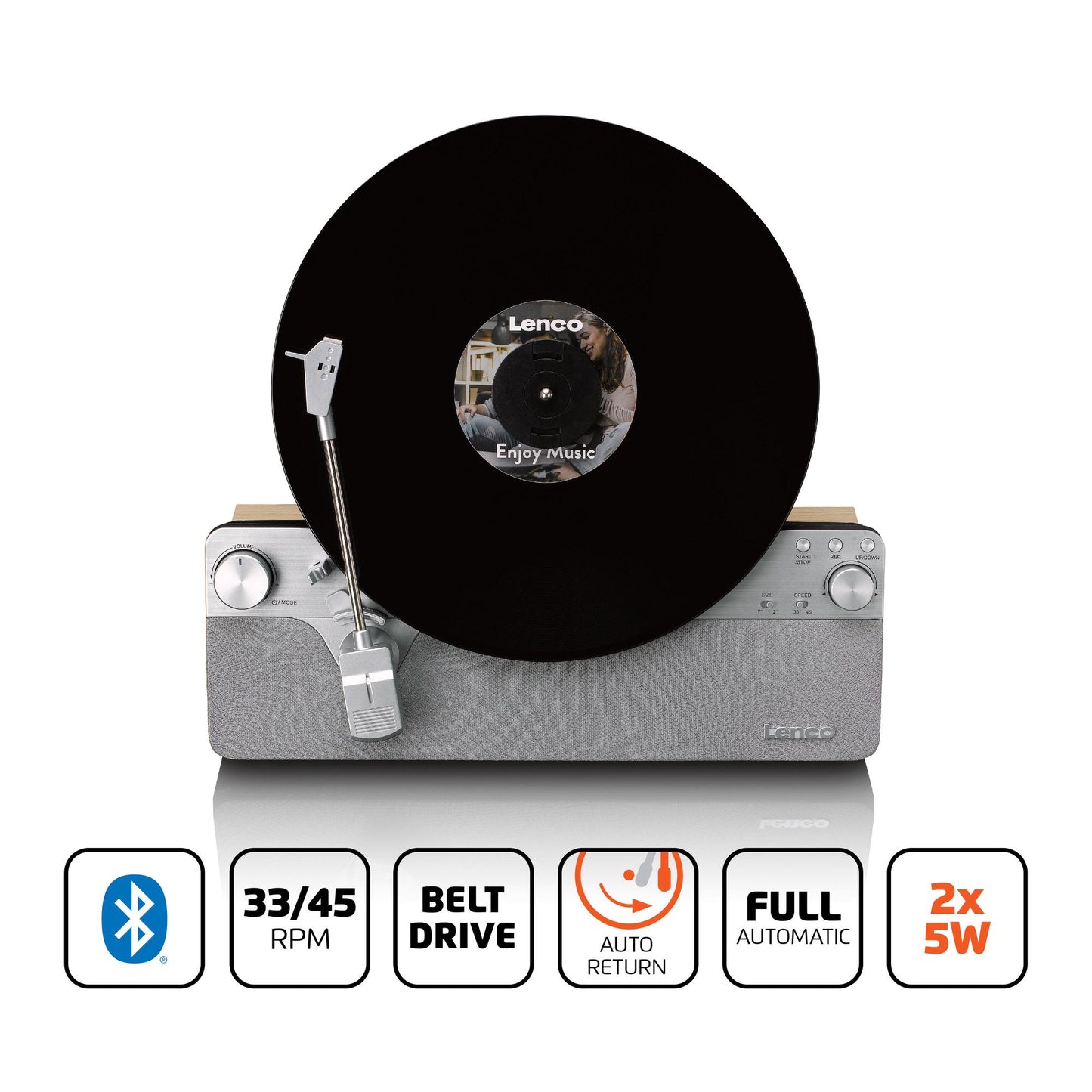 Vertical Record Player with Bluetooth and Speakers