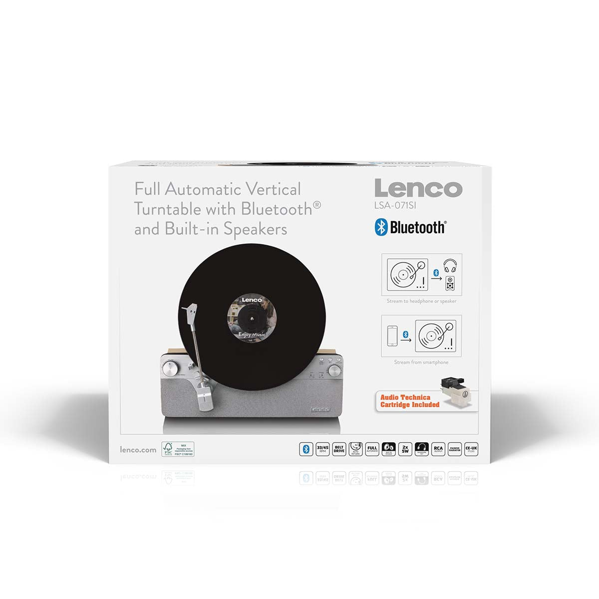 Vertical Record Player with Bluetooth and Speakers