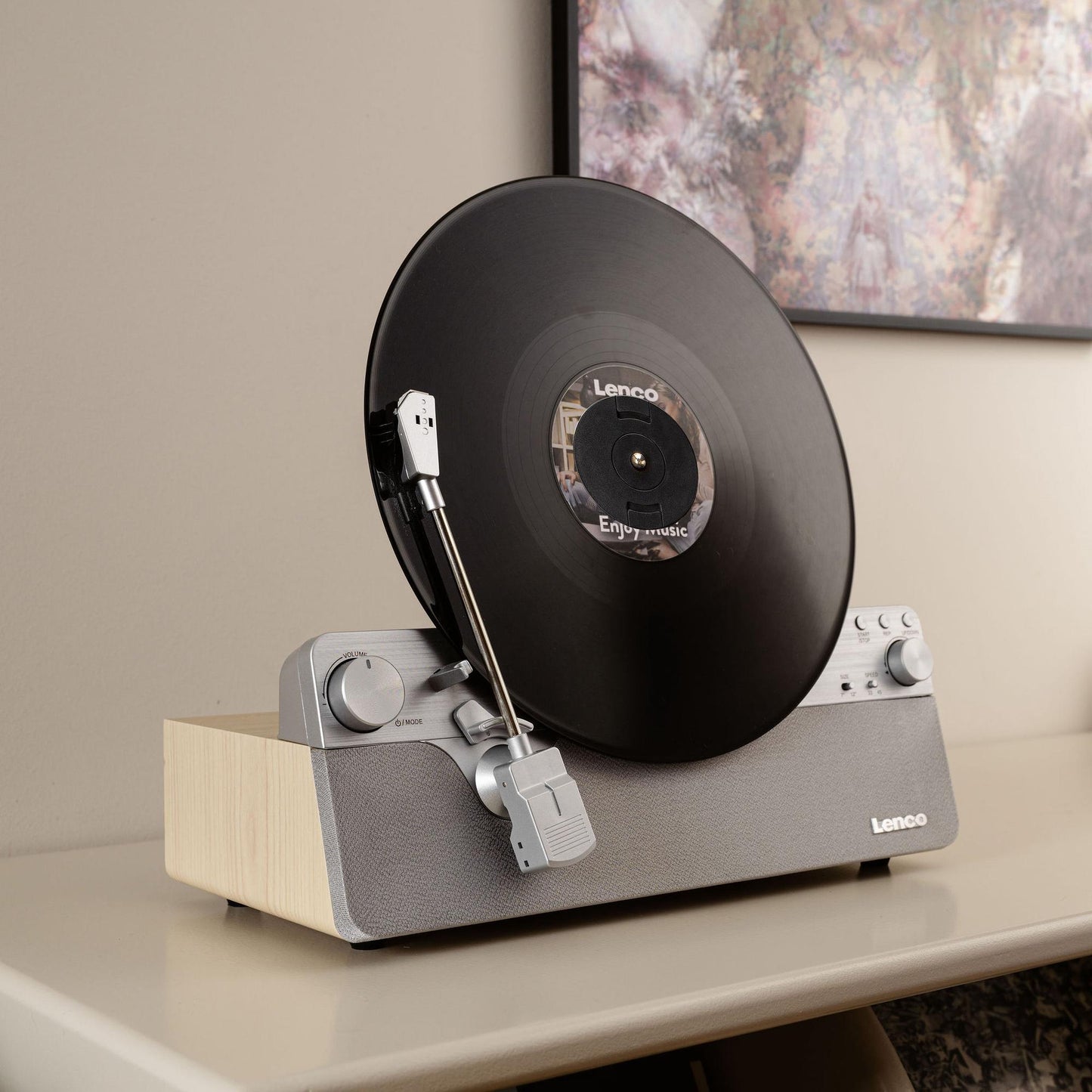 Vertical Record Player with Bluetooth and Speakers