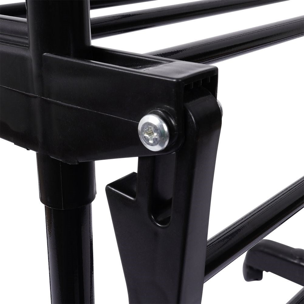 Vertical drying rack with 6 arms, hooks and shelf