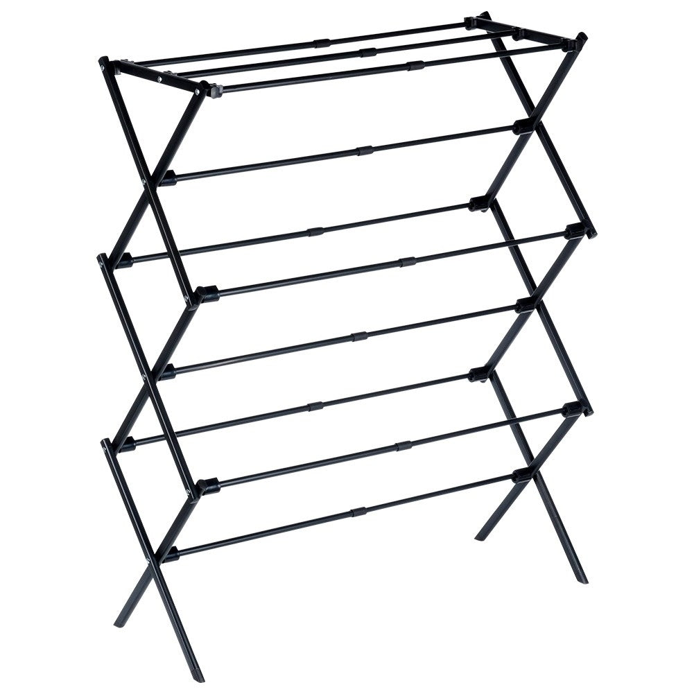 Vertical, extendable drying rack in adjustable metal, black