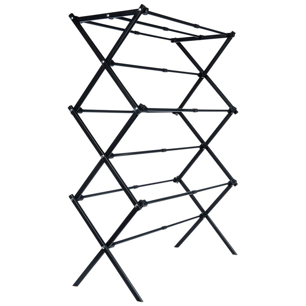 Vertical, extendable drying rack in adjustable metal, black