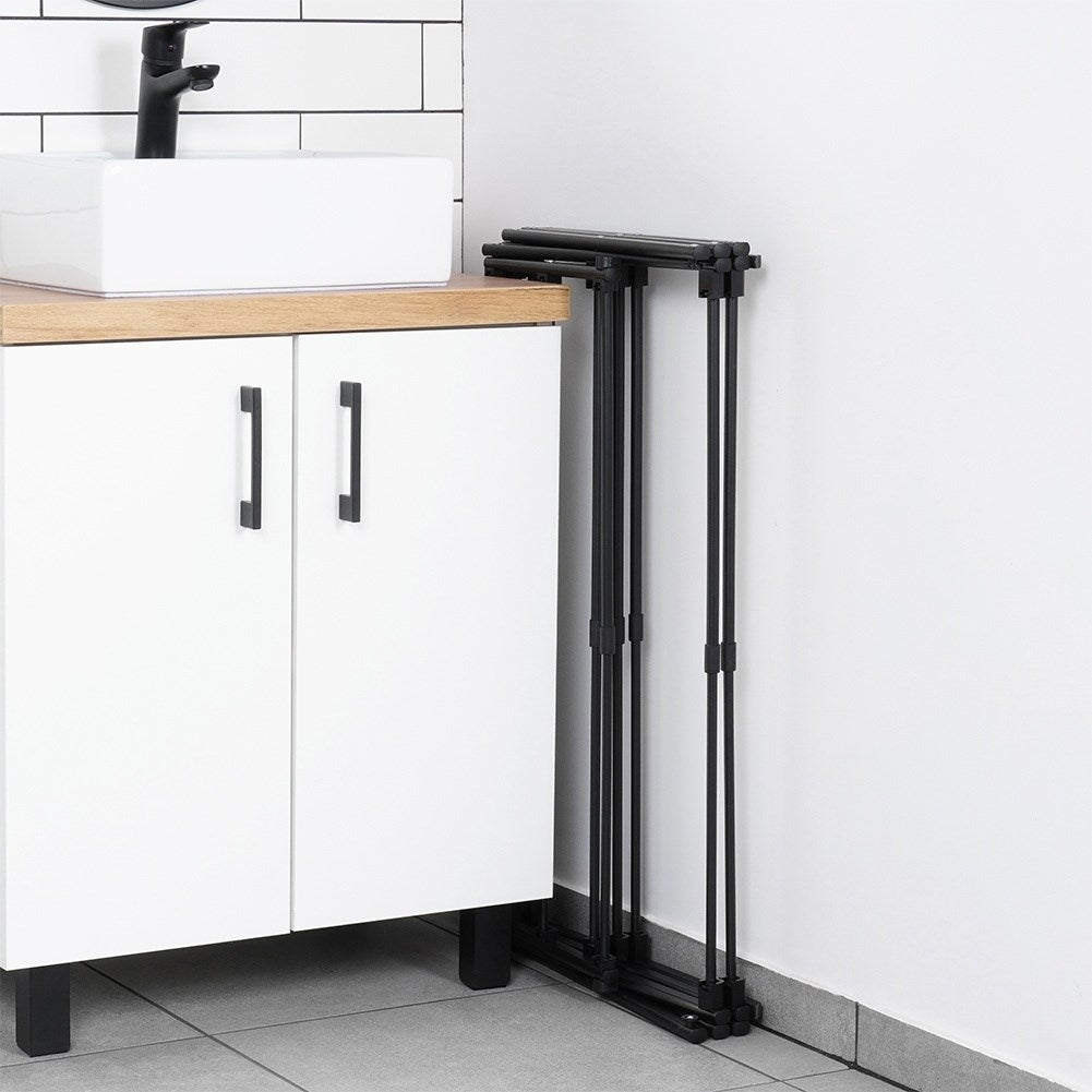 Vertical, extendable drying rack in adjustable metal, black