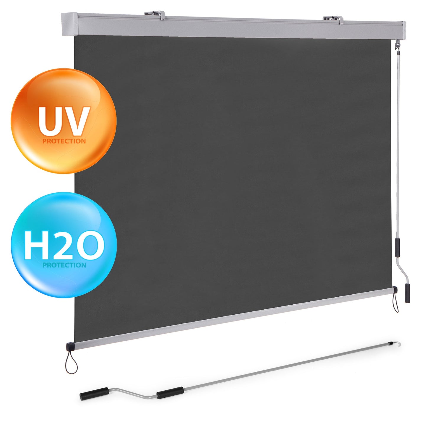 Vertical roll-up awning with crank, balcony, terrace, gazebo, beige, MultiGarden
