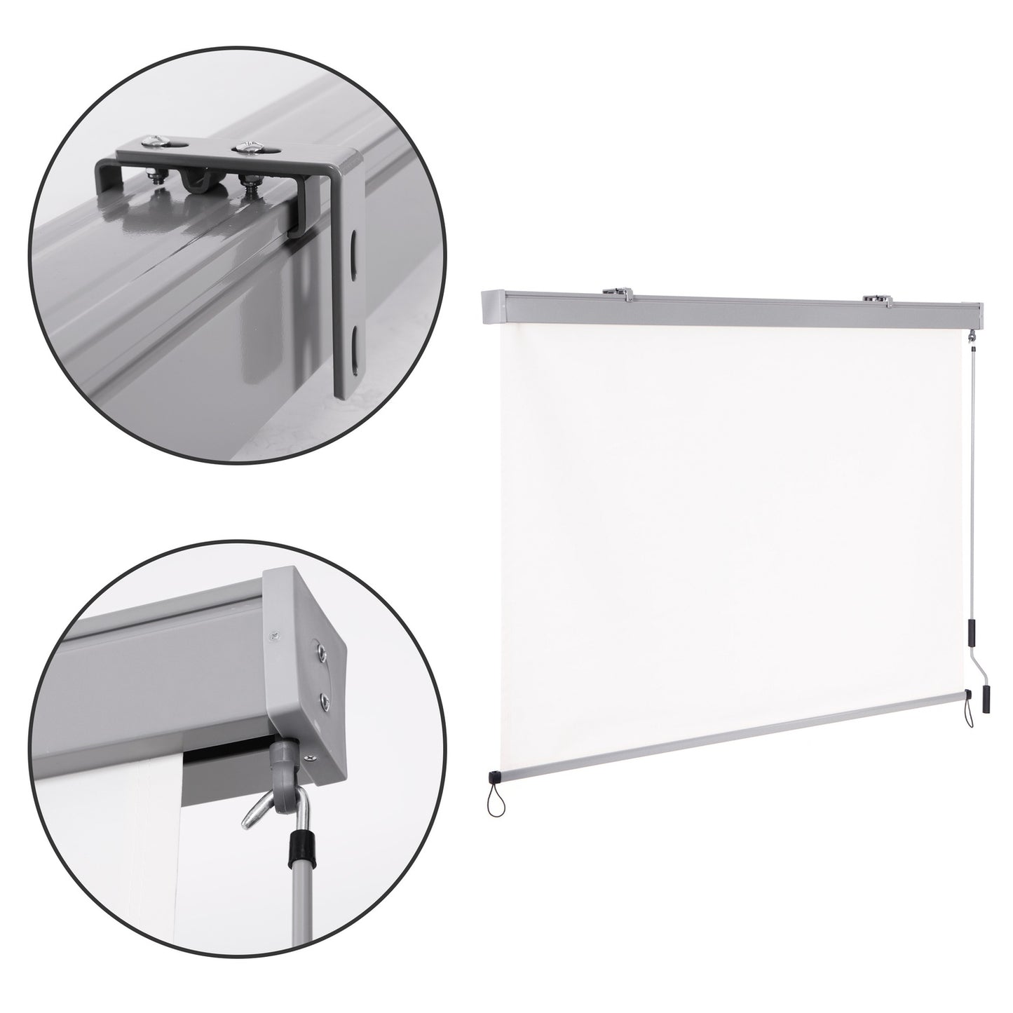 Vertical roll-up awning with crank, balcony, terrace, gazebo, beige, MultiGarden